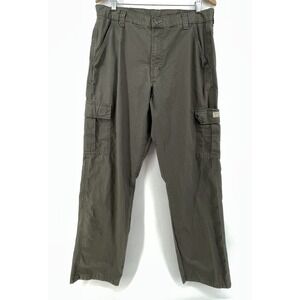 Wrangler Ripstop Cargo Pants Mens 35x33* Green/Brown Utility Workwear 70L3WOD